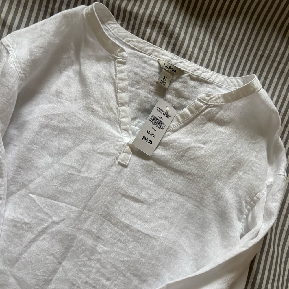 *NWT* LL Bean White Linen Shirt